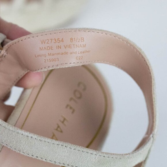 Cole Haan Grove Platform Heels Strappy Tan Suede 8.5 - Picture 5 of 6